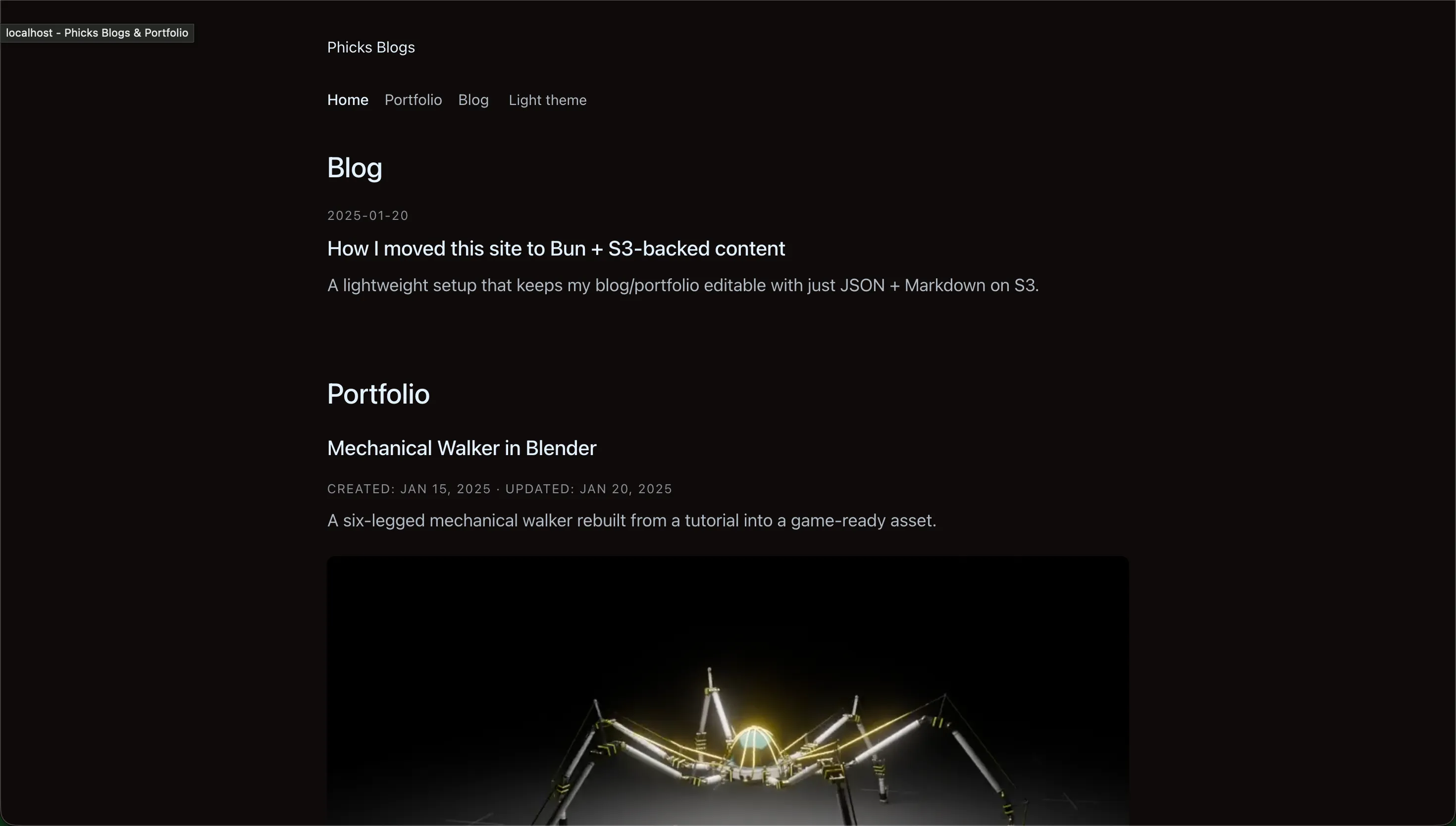 Old frontend home page - larger headers with inline images
