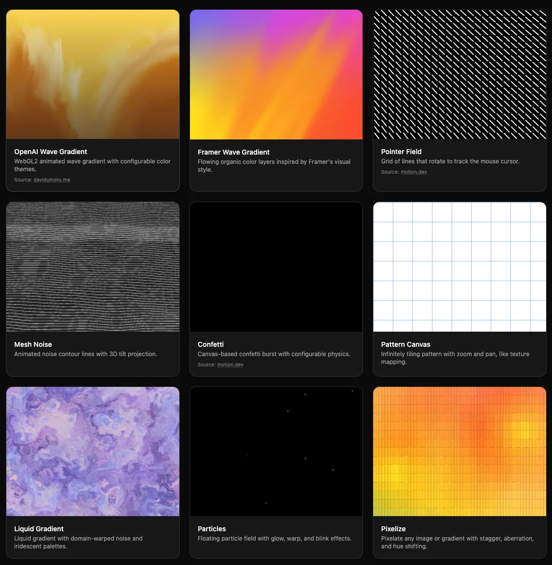 Collections of animated React components